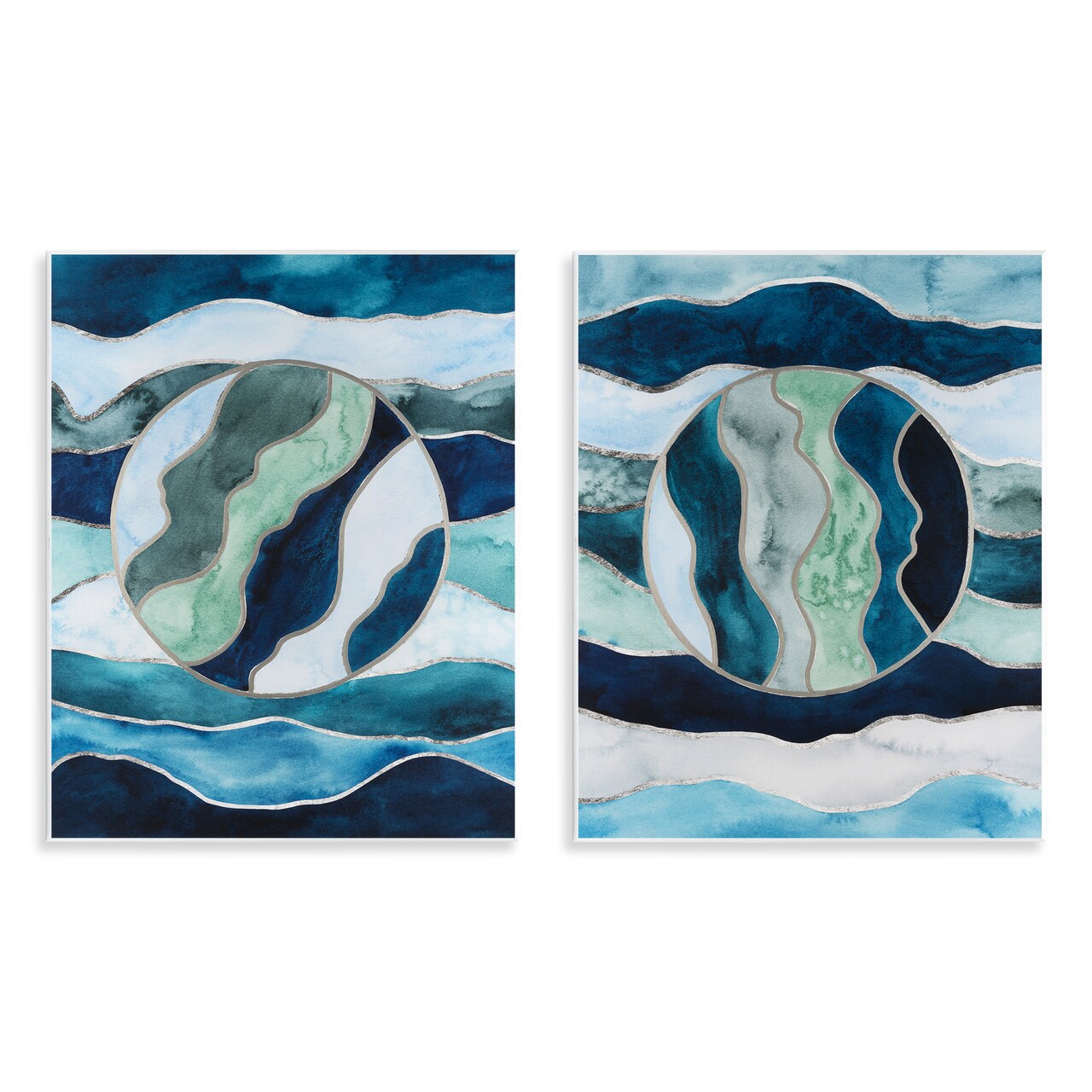 Stupell Industries Nautical Stained Glass Style Abstract 2pc Wall Plaque Art Set Design by Grace Popp